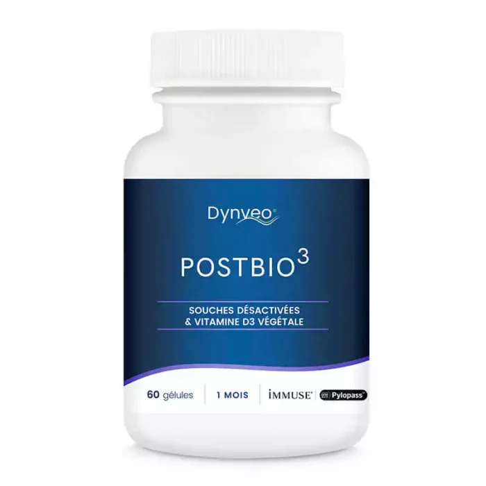 Complexe POSTBIO 3       Format de  60 Gélulles  -   2 Souches brevetées associées à de la vitamine D3 – Image 1